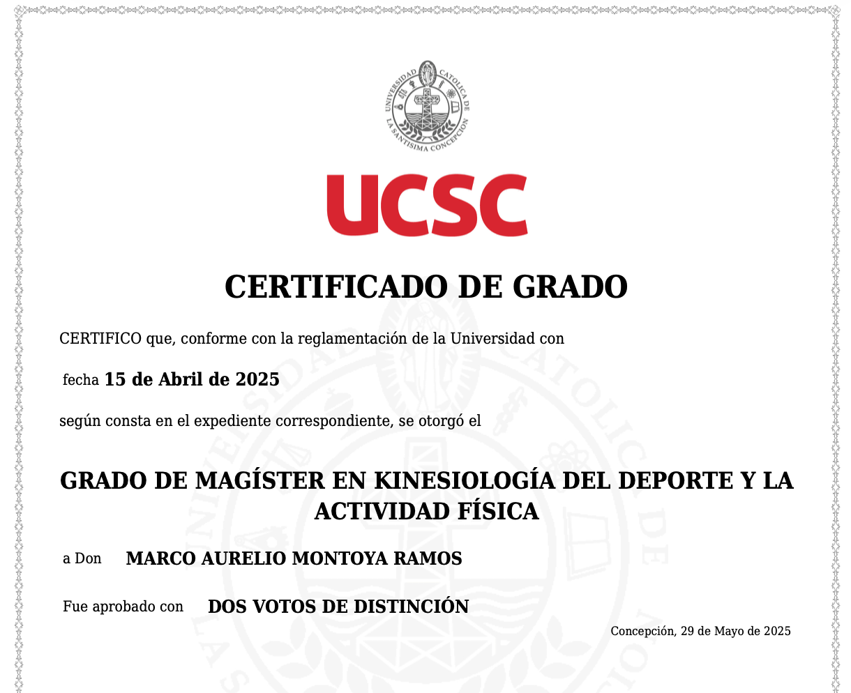 Certificado profesional - Magíster Alto Rendimiento
